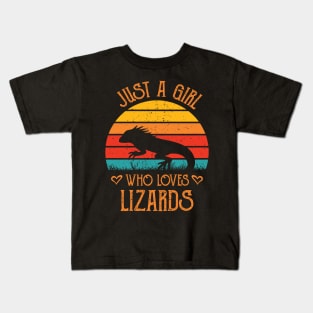 Bearded Dragon Just A Girl Who Loves Lizard Retro Kids T-Shirt